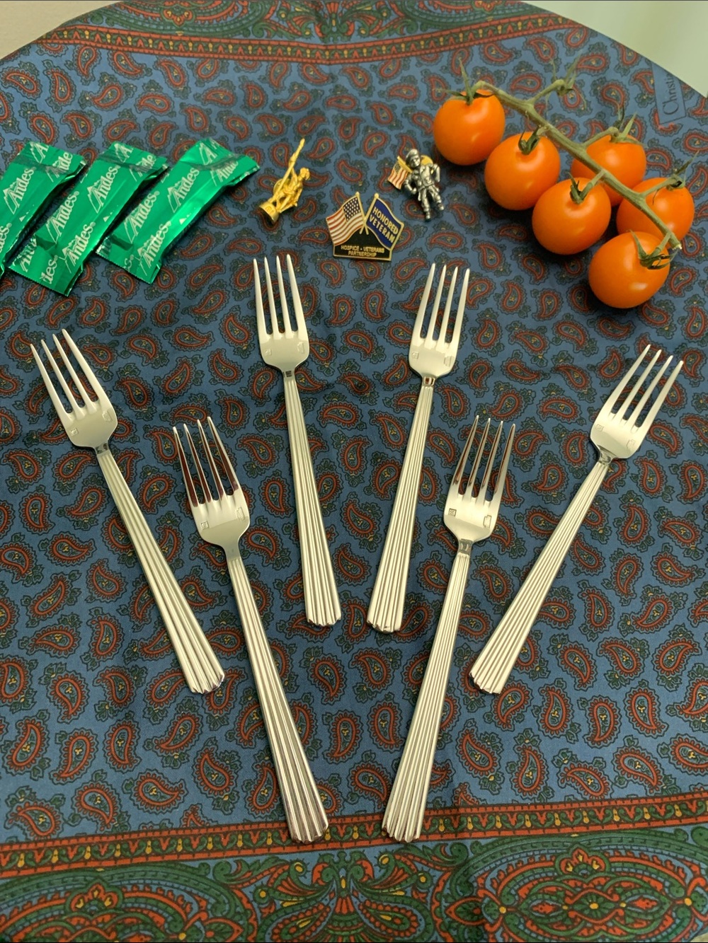 Oneida’s SANT ANDREA Viotti pattern Stainless Steel Appetizer Forks - Set of 6